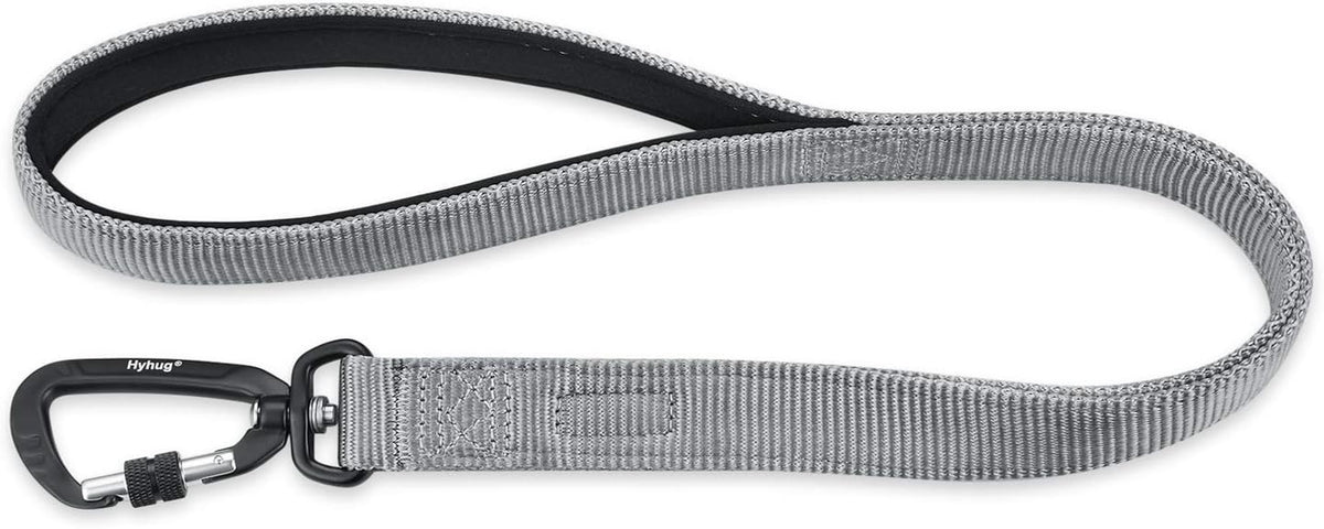 Pets 24 Inches Heavy Duty Short Leash with Comfortable Handle and Lightweight Aviation Aluminium Clip Lead- for Large Medium Dogs Daily Walking and Training. (Sleet Gray)